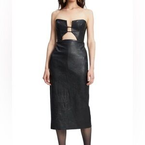 Bardot
Nefeli Cutout Faux
Leather Strapless Dress